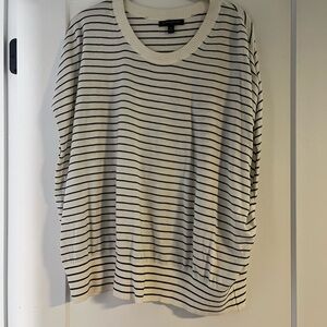 Banana Republic Black and Cream Striped Blouse